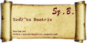 Szőts Beatrix névjegykártya